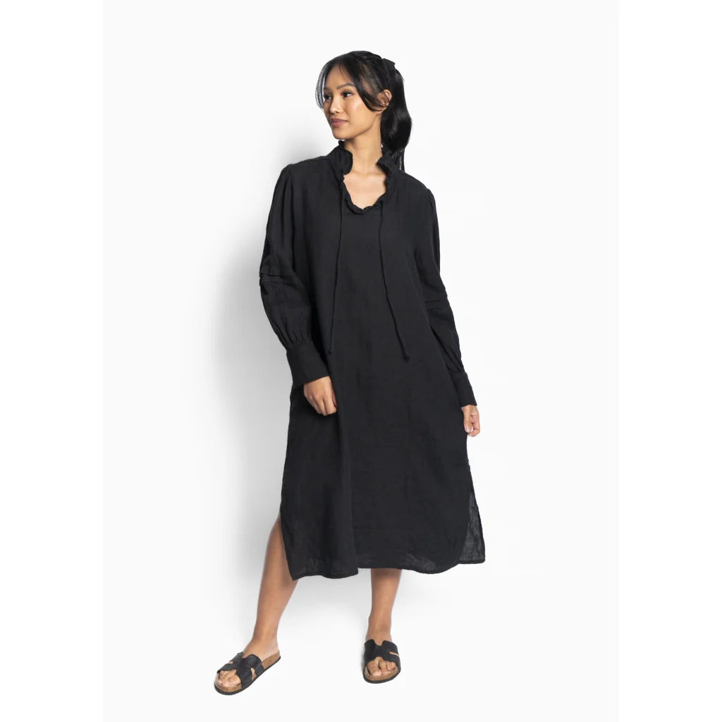HÉST SARI Linen Dress BLACK