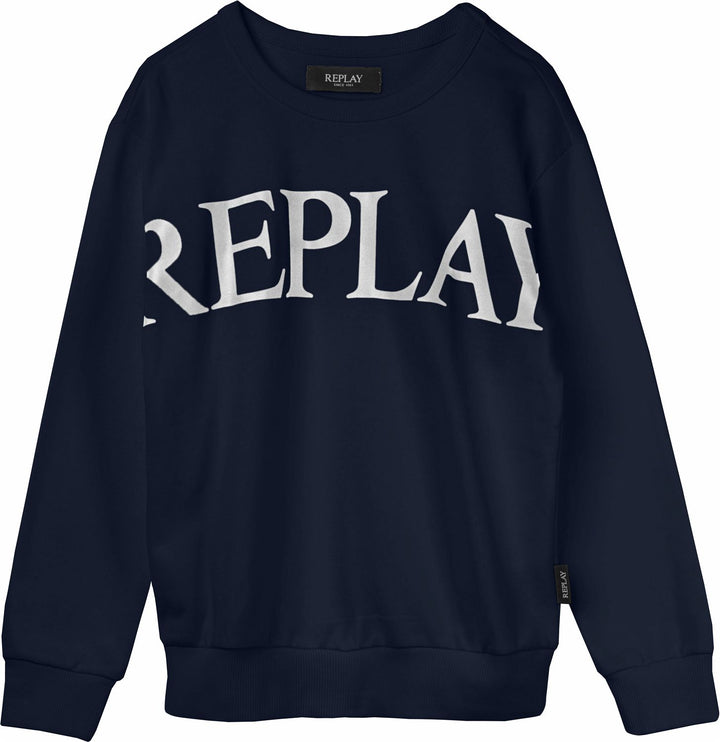 REPLAY & SONS SWEATSHIRT WITH MAXI-LETTERING BLUE