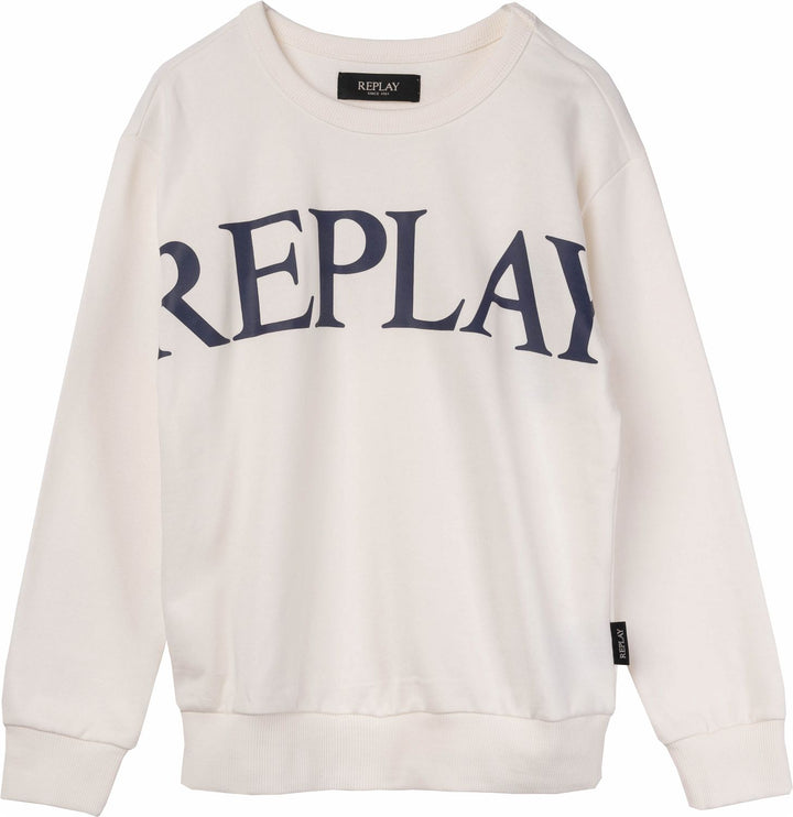 REPLAY & SONS SWEATSHIRT WITH MAXI-LETTERING WHite