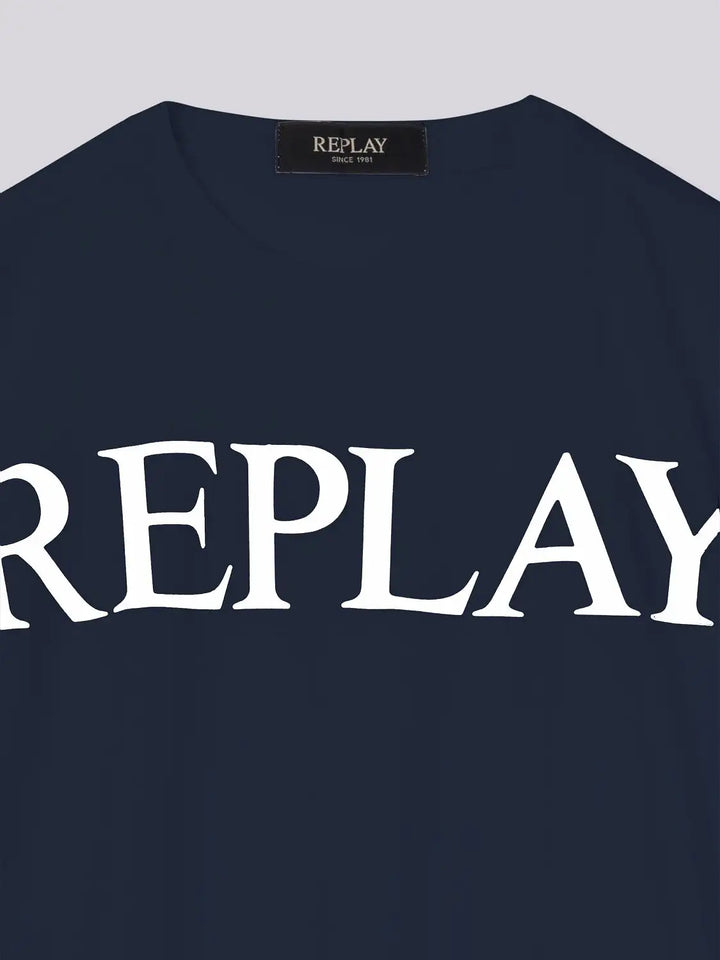 REPLAY & SONS T-SHIRT WITH MAXI-LETTERING Blue