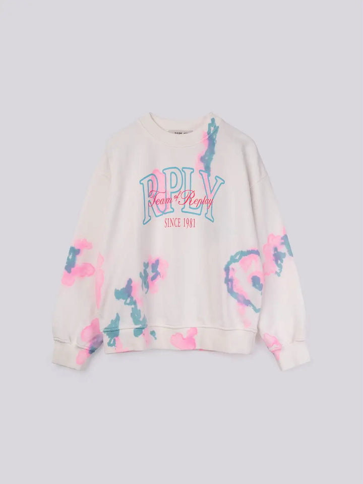 REPLAY & SONS COTTON SWEATSHIRT WITH TIE-DYE PRINT
