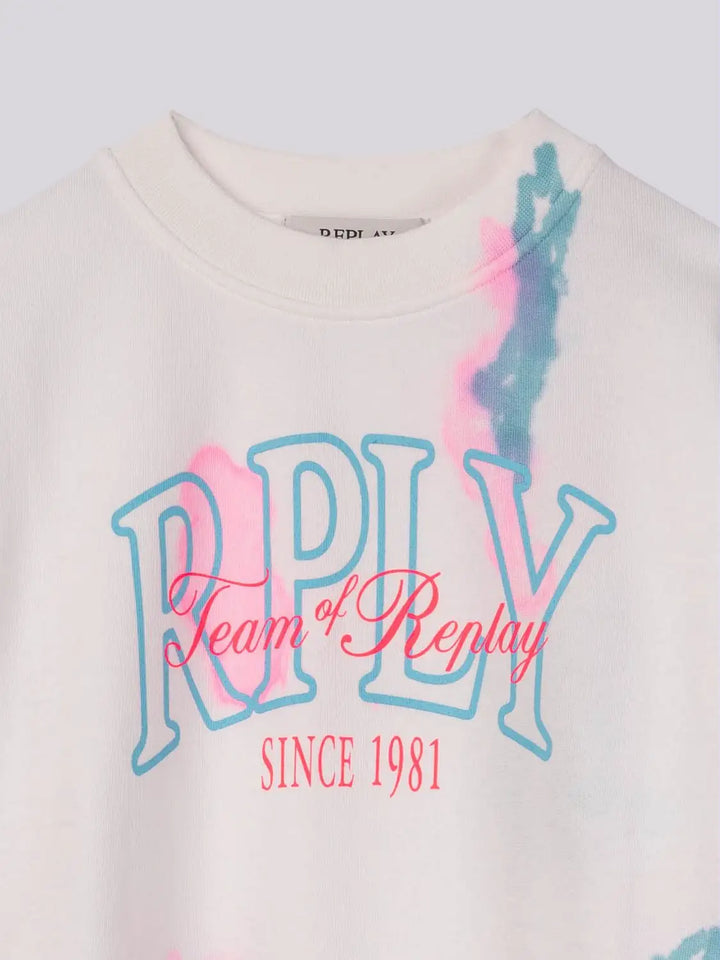 REPLAY & SONS COTTON SWEATSHIRT WITH TIE-DYE PRINT