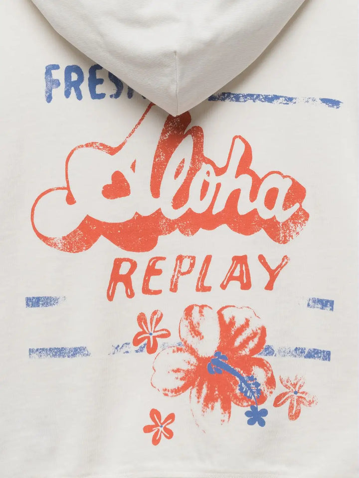 REPLAY & SONS HOODY WITH CONTRASTING PRINT