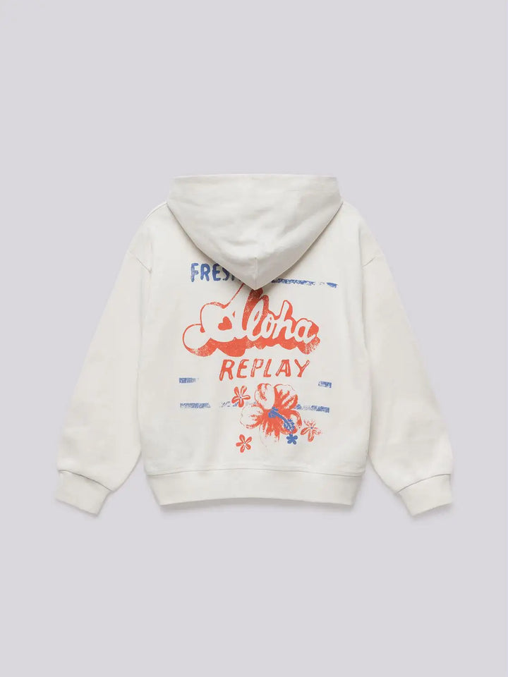 REPLAY & SONS HOODY WITH CONTRASTING PRINT