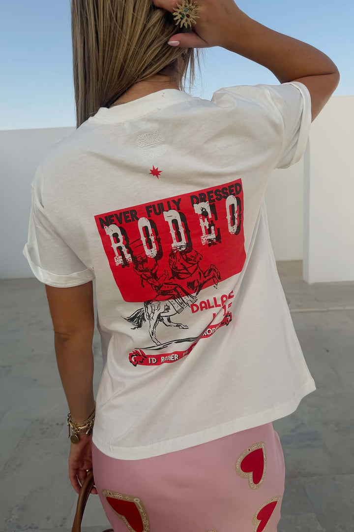 Never Fully Dressed White Rodeo T-shirt