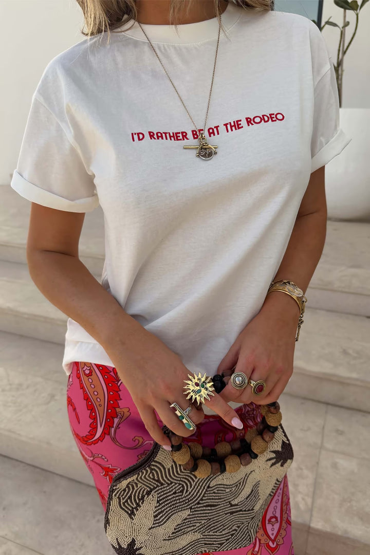 Never Fully Dressed White Rodeo T-shirt