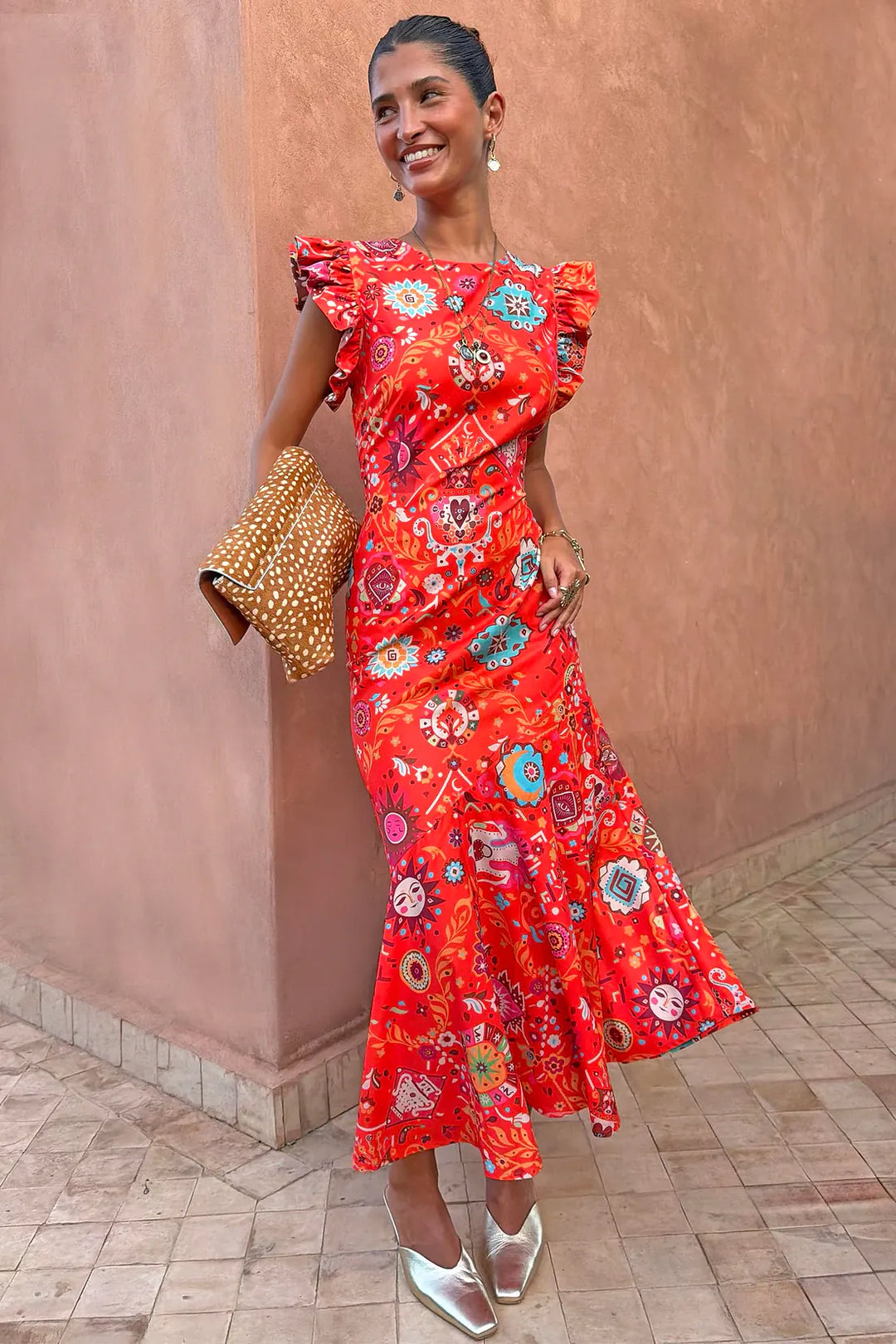 Never Fully Dressed Tomato Tapestry Frida Dress