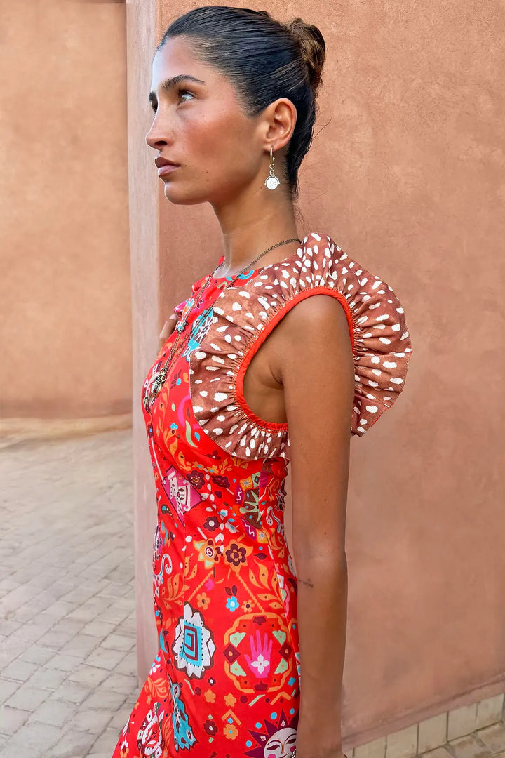 Never Fully Dressed Tomato Tapestry Frida Dress