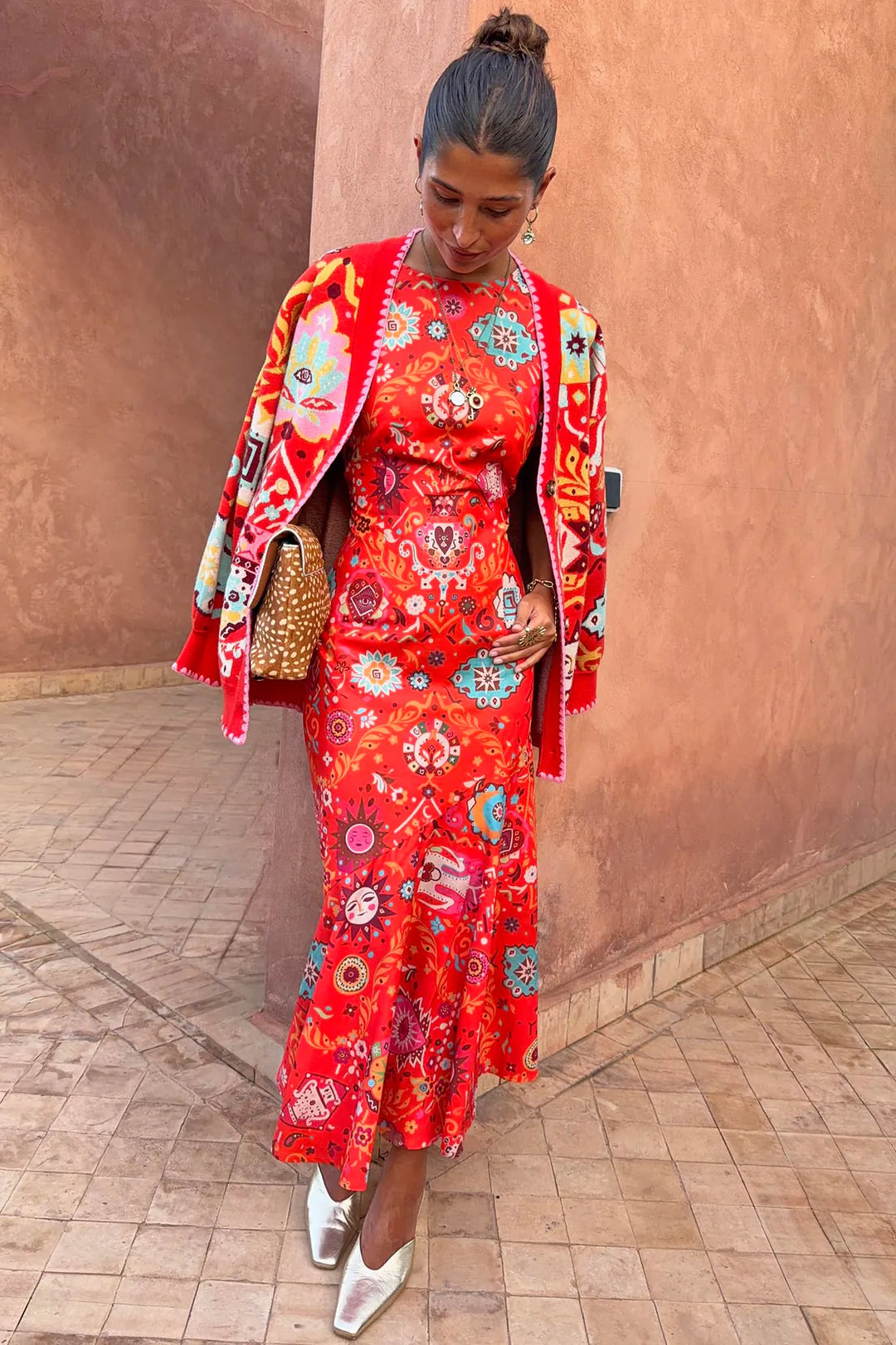Never Fully Dressed Tomato Tapestry Frida Dress