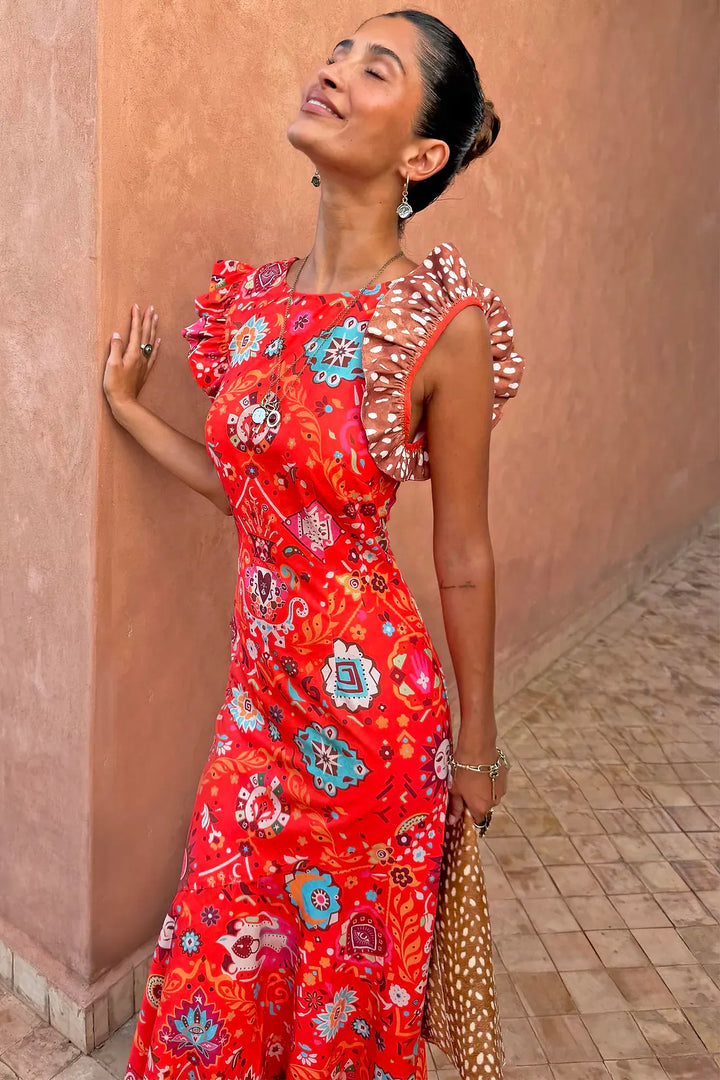 Never Fully Dressed Tomato Tapestry Frida Dress