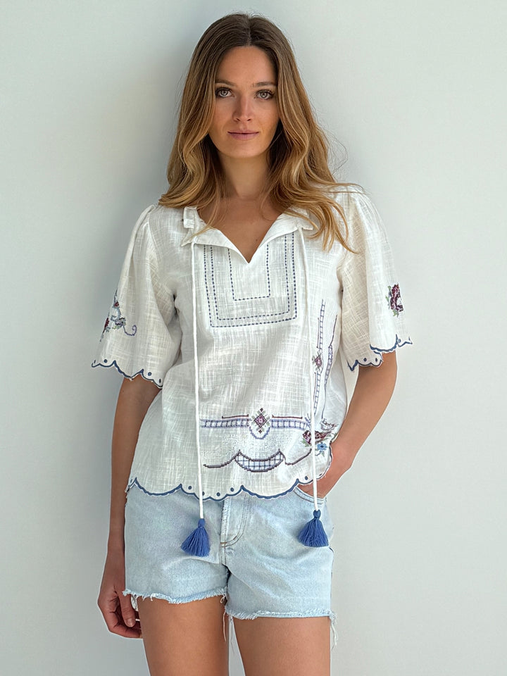 Rose and Rose Violet Top White