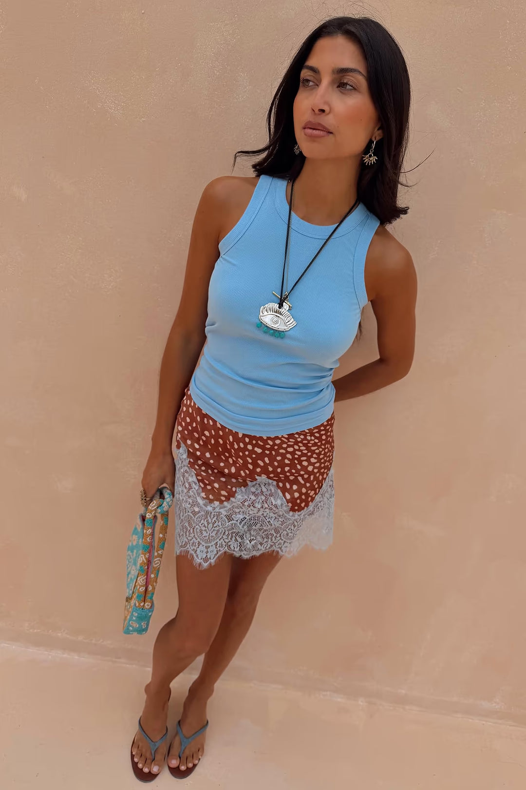 Never Fully Dressed Ice Blue Ribbed Tank Top