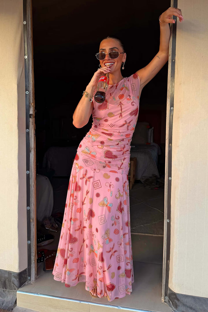 Never Fully Dressed Pink Lacie Maxi Mesh Skirt
