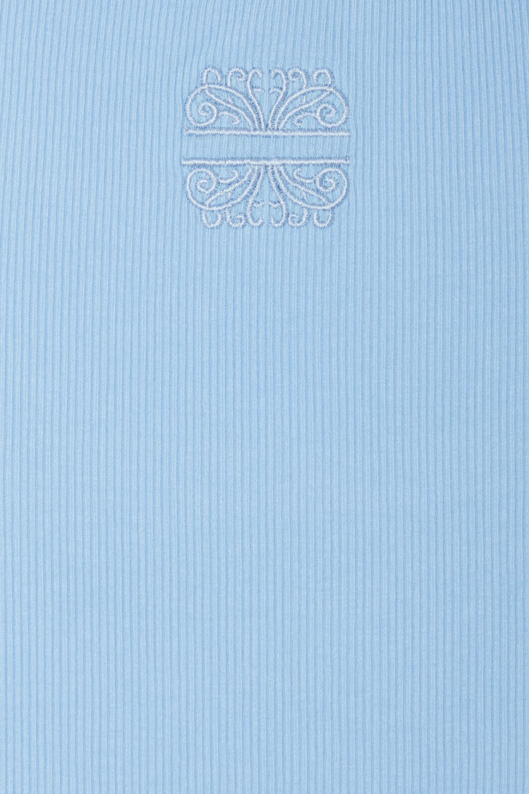 Never Fully Dressed Ice Blue Ribbed Tank Top