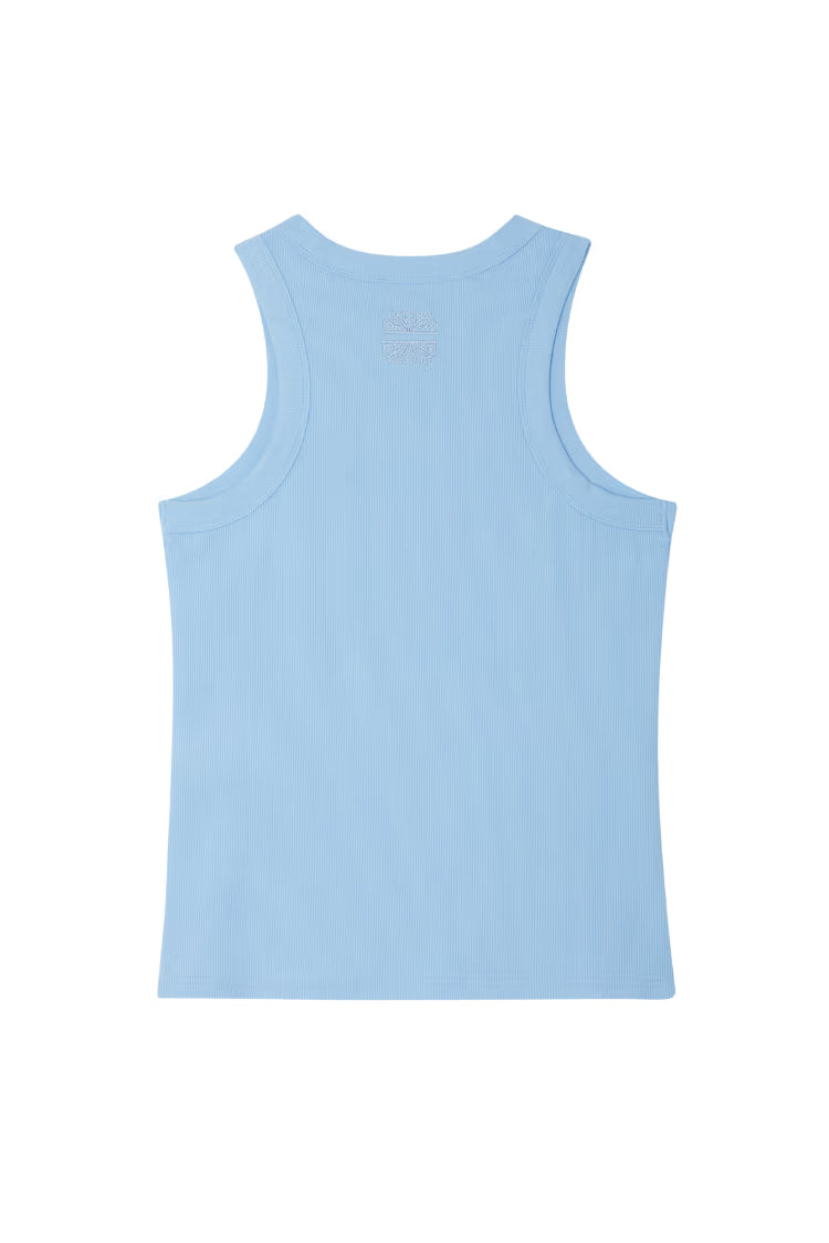 Never Fully Dressed Ice Blue Ribbed Tank Top