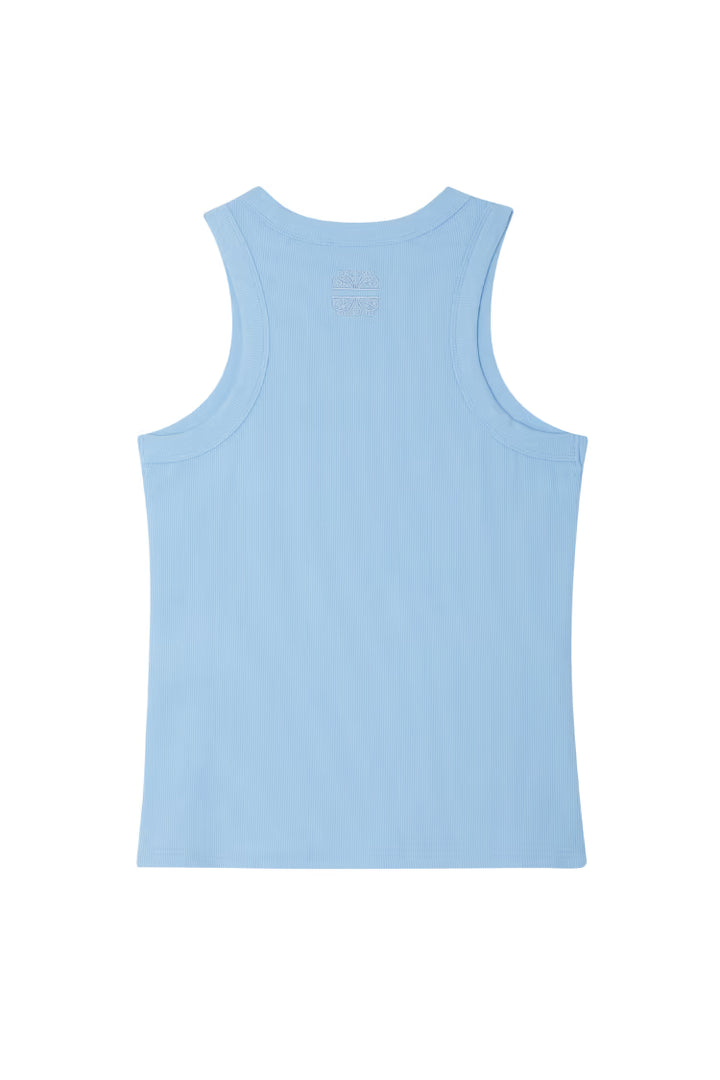 Never Fully Dressed Ice Blue Ribbed Tank Top