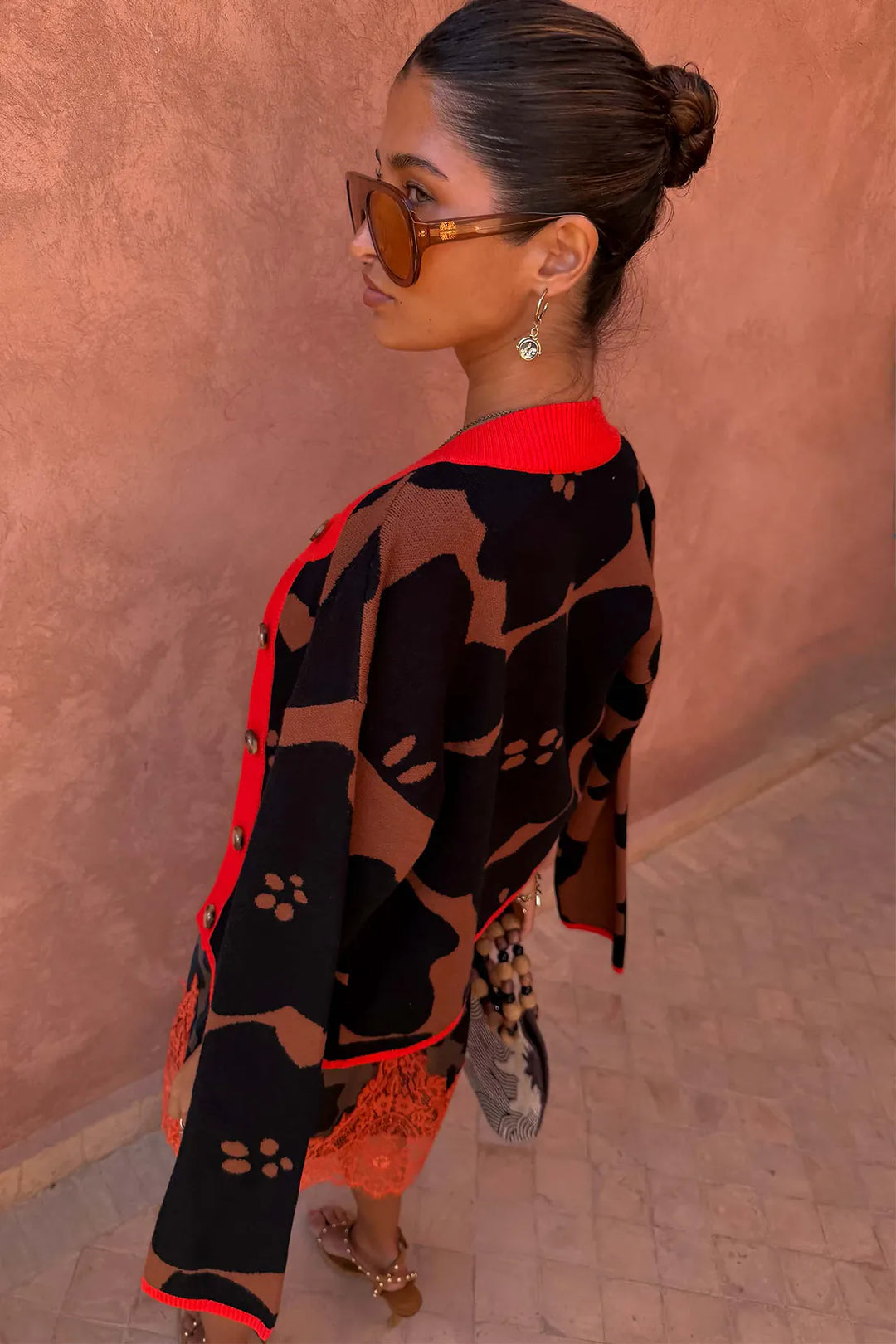 Never Fully Dressed Tan Jaden Floral Jacquard Cardigan