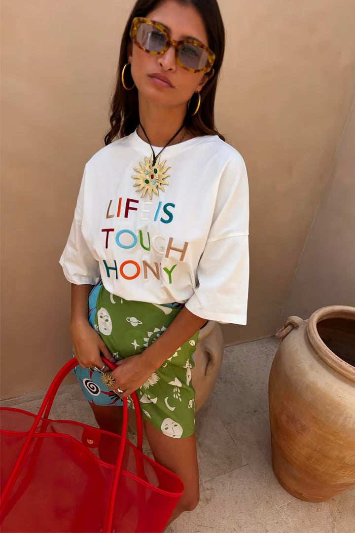 Never Fully Dressed Life Is Tough Embroidered T-Shirt
