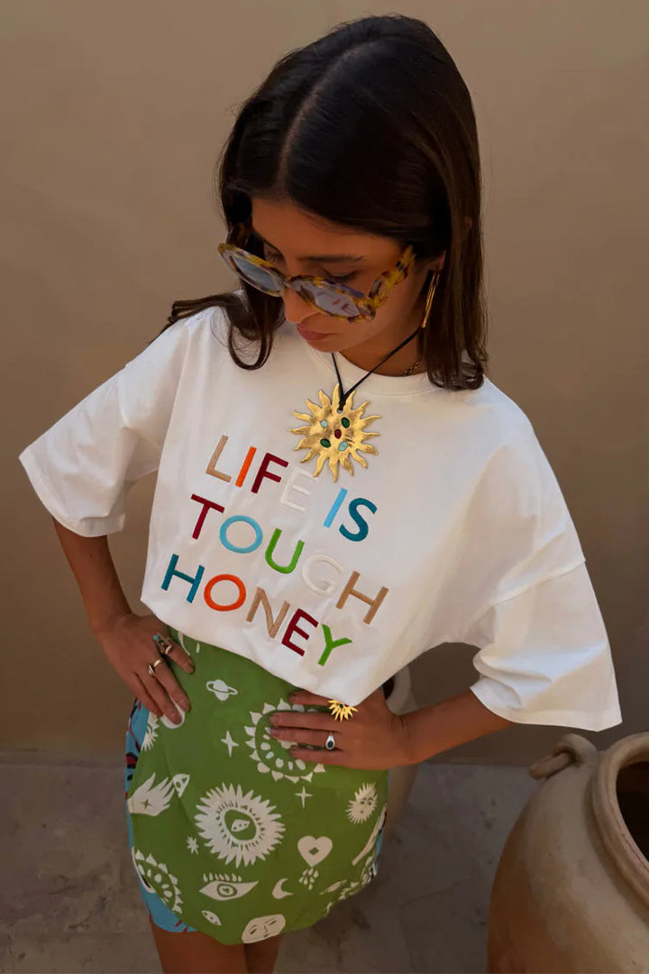 Never Fully Dressed Life Is Tough Embroidered T-Shirt