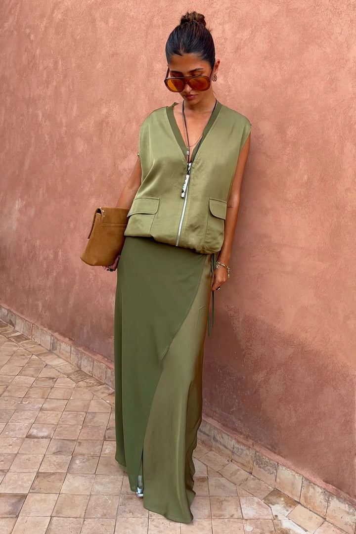 Never Fully Dressed Olive Wrap Jojo Midi Skirt