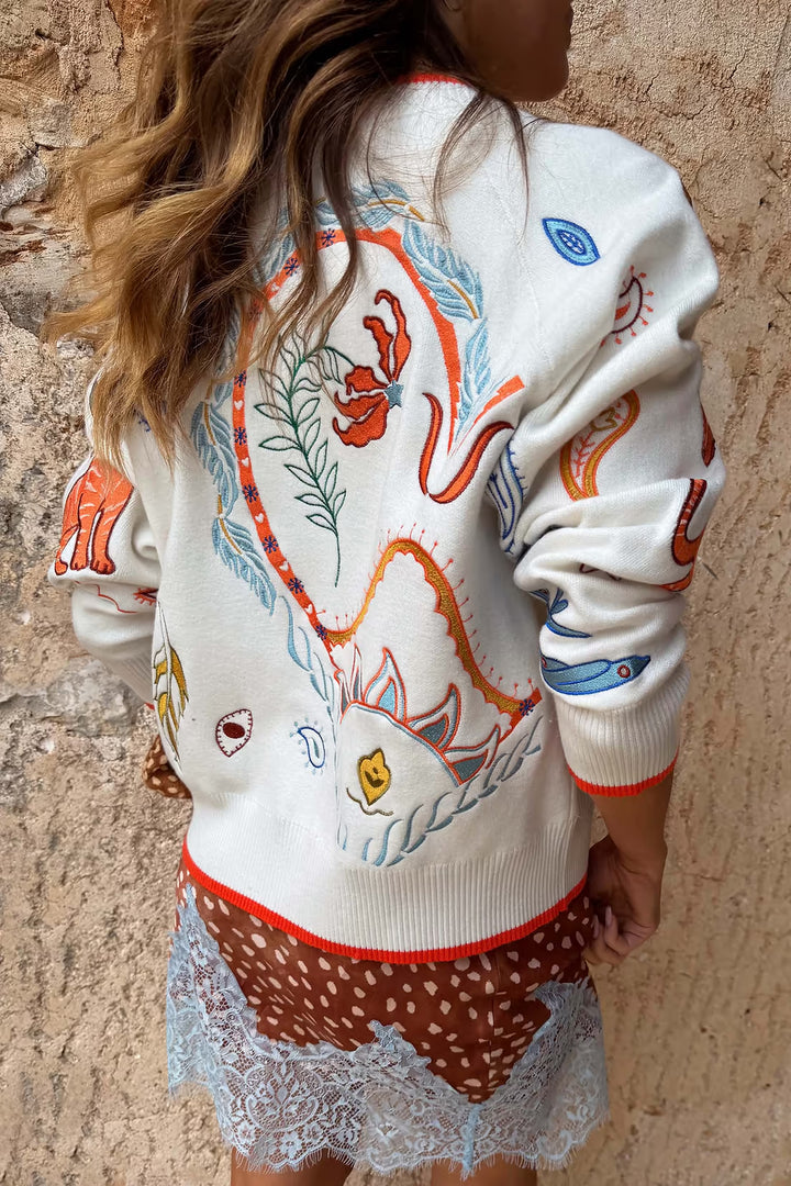 Never Fully Dressed Cream Cheryl Cardigan Tigress Print