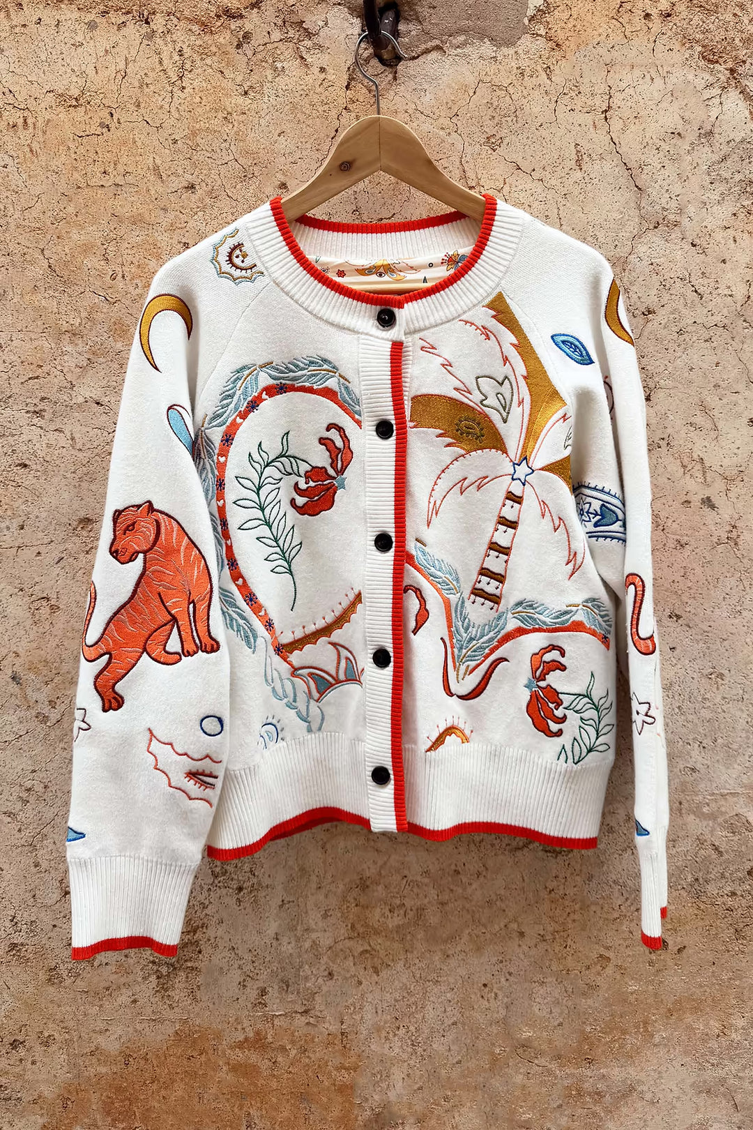 Never Fully Dressed Cream Cheryl Cardigan Tigress Print