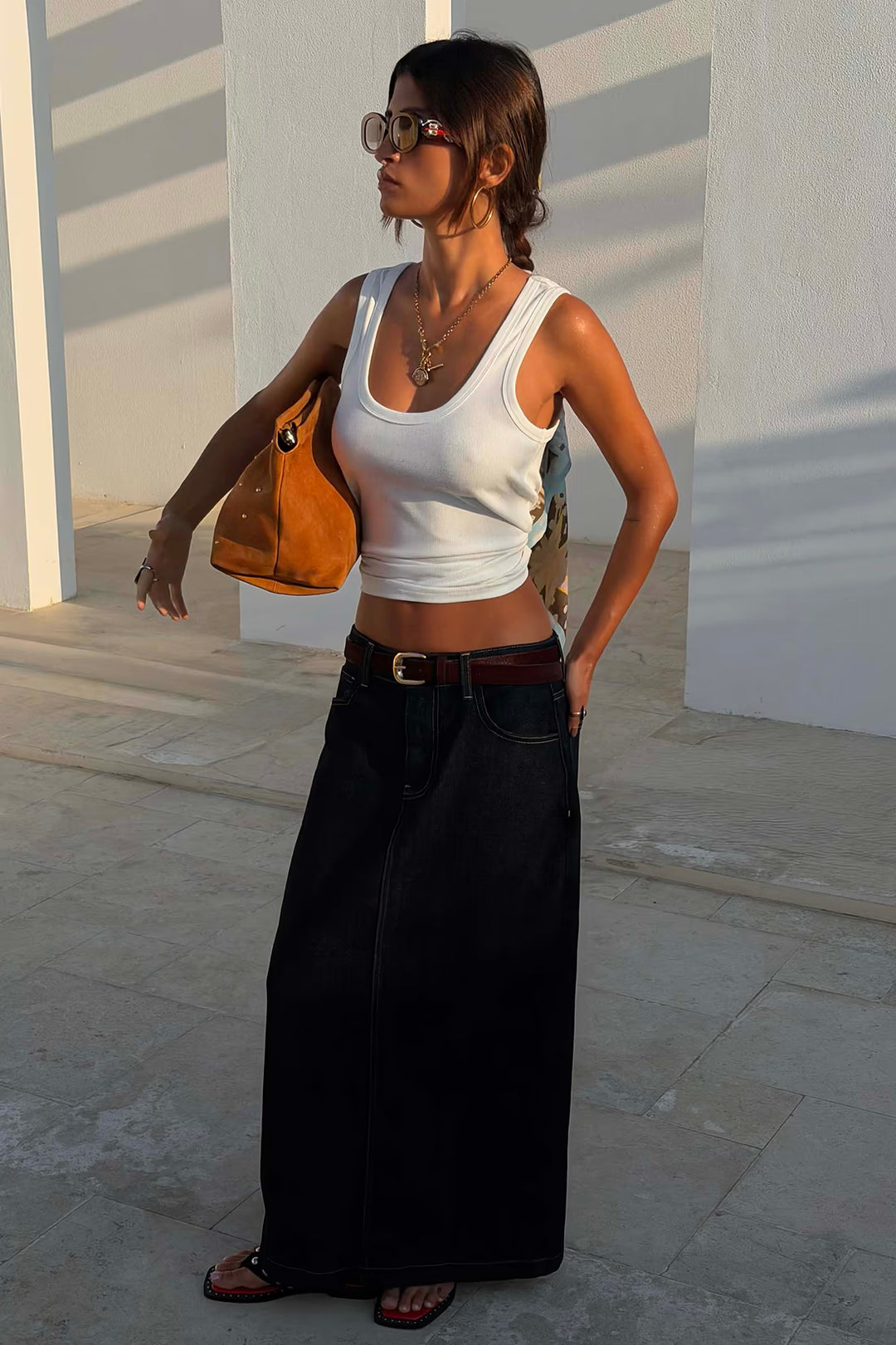 Never Fully Dressed Scoop Neck Rib Tank White