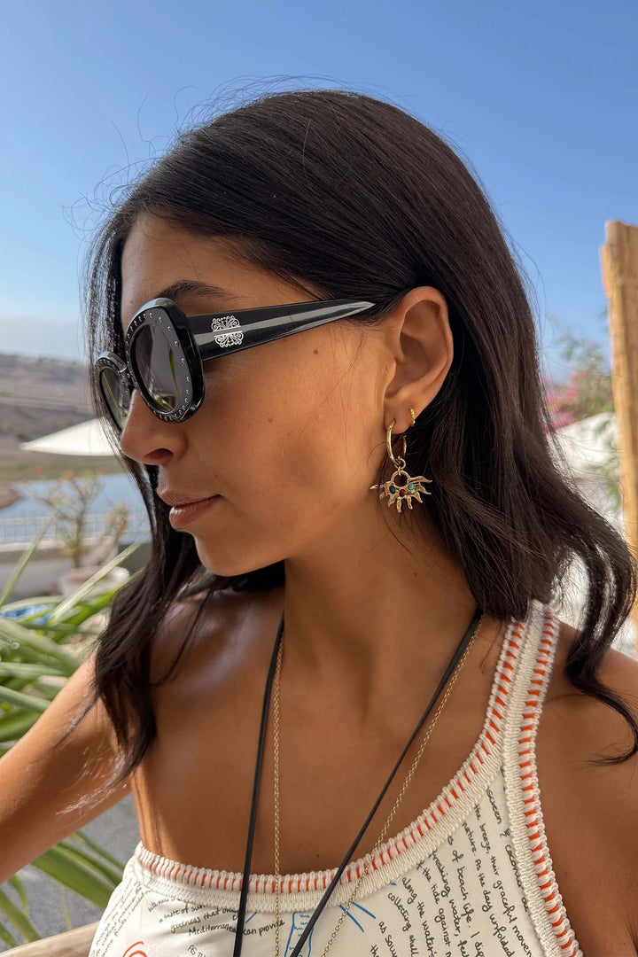 Never Fully Dressed Black Studded Acetate Sunglasses