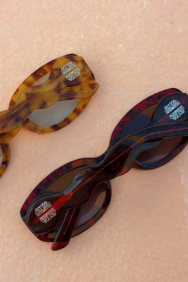 Never Fully Dressed Red Wiggle Arm Acetate Sunglasses
