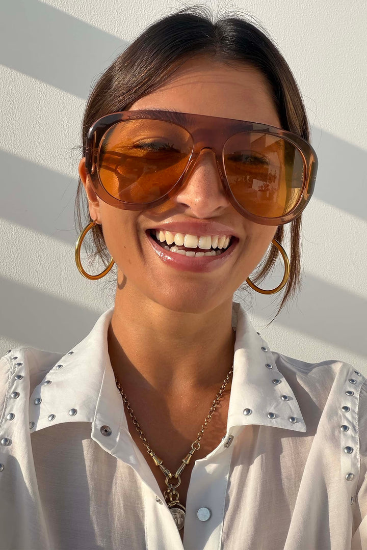 Never Fully Dressed Orange Acetate Visor Sunglasses
