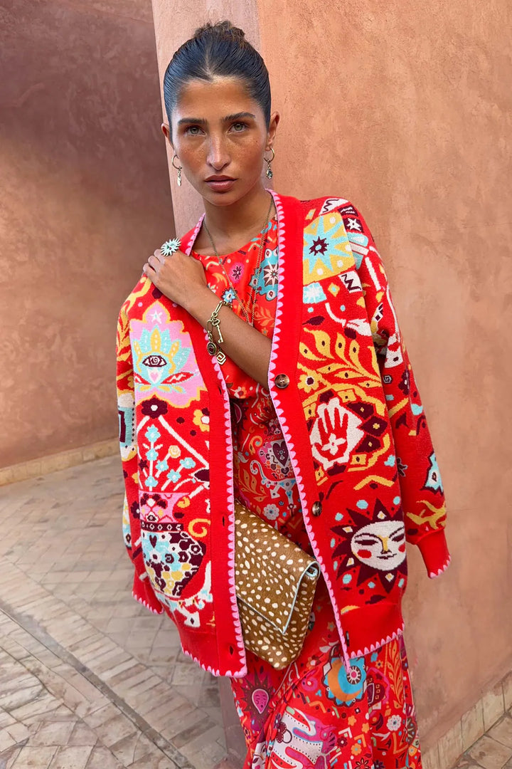 Never Fully Dressed Tomato Tapestry Martha Cardigan
