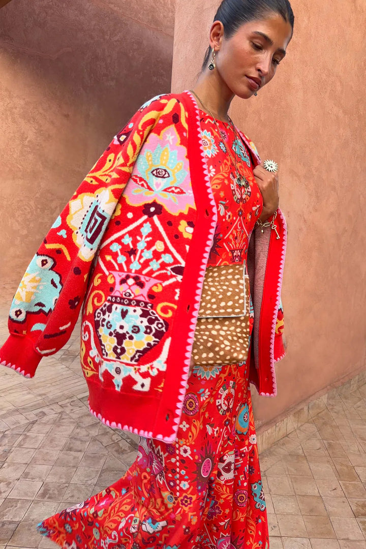 Never Fully Dressed Tomato Tapestry Martha Cardigan